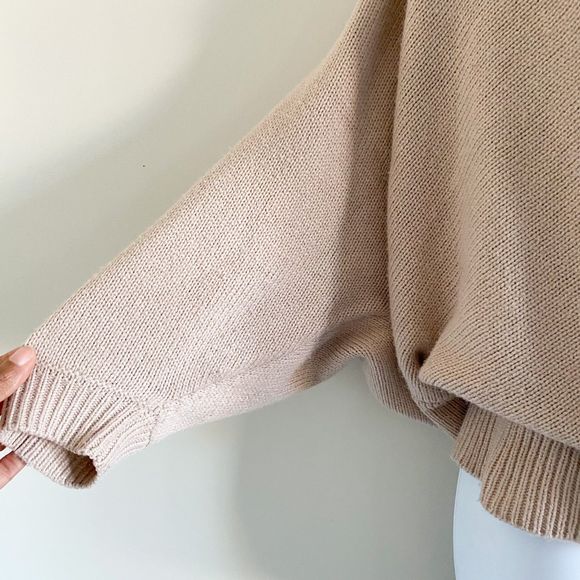 TOBI Cream Knit Open-Back Sweater Size S | Mock Wrap Long Sleeve Cozy Pullover - Picture 3 of 10